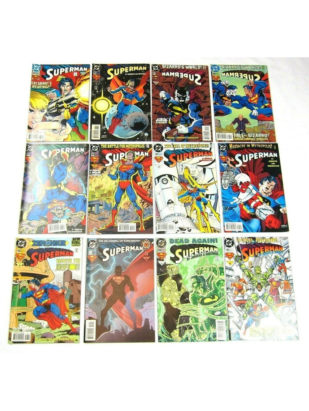 Lot 12 Vintage 1994 Superman Comic Books DC Comics 86 87 88 89 90 91 92 93 94